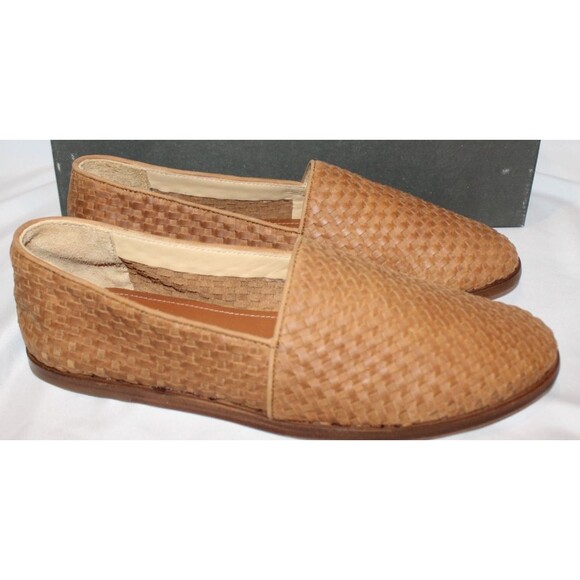 NISOLO MEN\'S ALEJANDRO WOVEN LEATHER SLIP ON SHOES TOBACCO BROWN 10 NIB $190